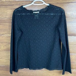 Vintage Talbots crotchet women’s black blouse size Petite Small